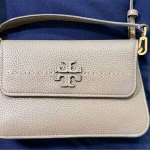 Tory Burch Taupe Leather Crossbody Bag